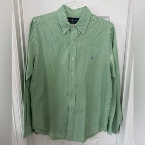 Polo by Ralph Lauren Men's Green & White Striped Shirt